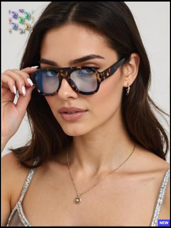 Retro Aviator Sunglasses Square Oversized Shield Style Classic Trendy Fashion main image 4